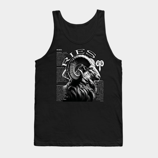 Bold Aries Zodiac Ram & Fire Element Tank Top by Deadpan Couture